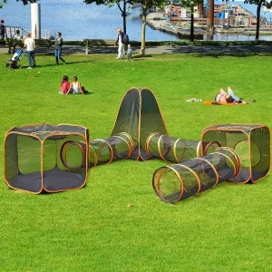 Amgo Portable Playpen with Interactive Tunnels for Pet