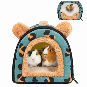 Guinea Pig Hideout，Bunny Bed, Small Animal Bed, Small Animal Bed, 1 Pack (Leopard Blue)