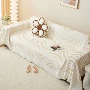 Mariam Beige Geometric Sofa Cover Blanket
