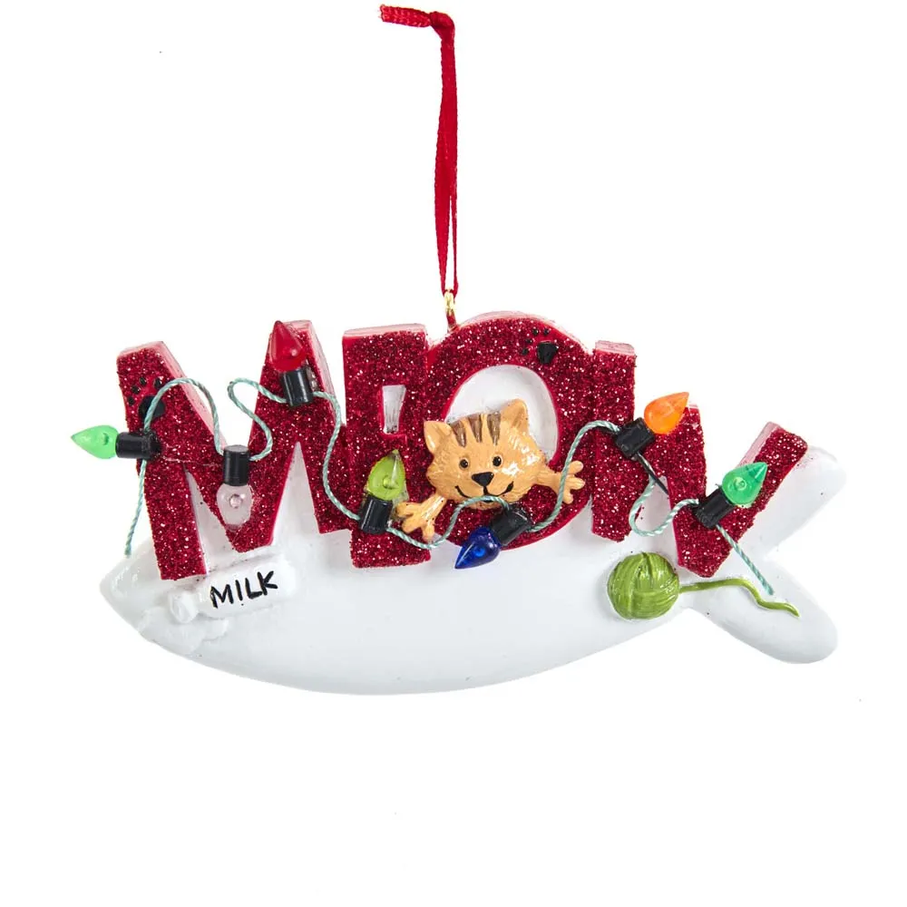 "Meow" Cat Ornament For Personalization