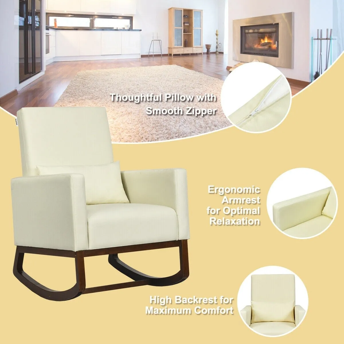 Upholstered Rocking Chair - Beige