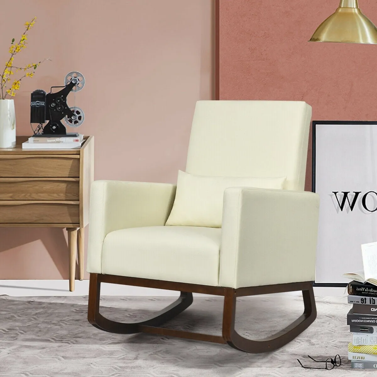 Upholstered Rocking Chair - Beige